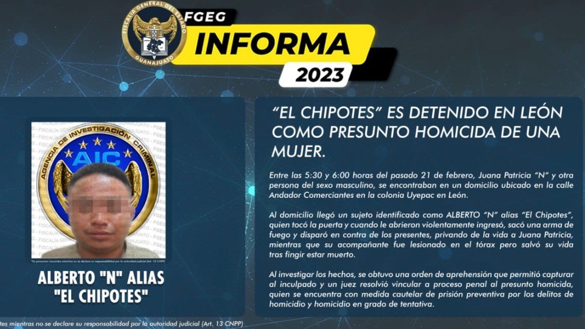 Cae ‘El Chipotes’; asesinó a una mujer en León