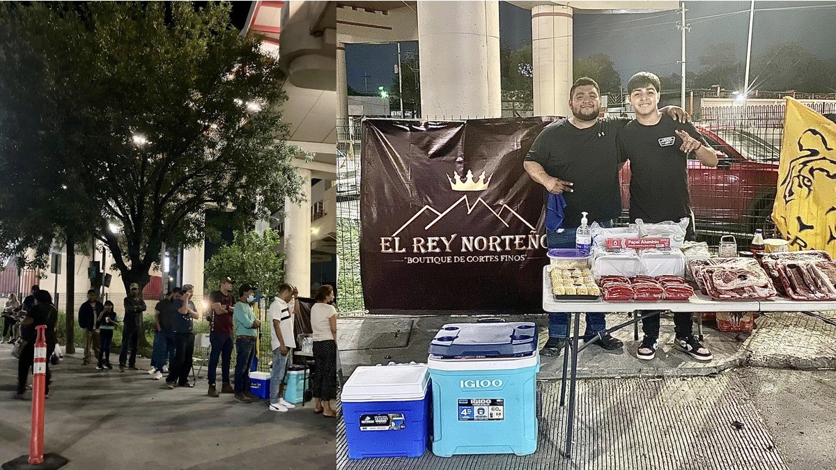 Jóvenes arman carnita asada afuera del hospital