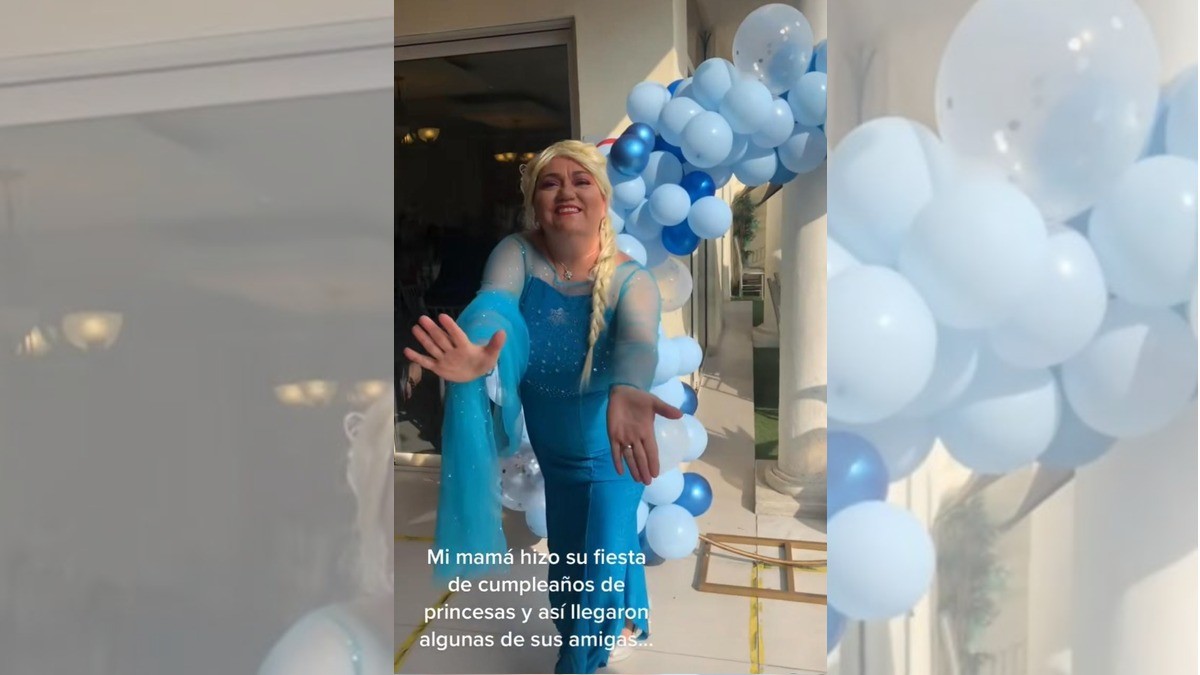 Señora se disfraza de Elsa para festejar sus 52 años