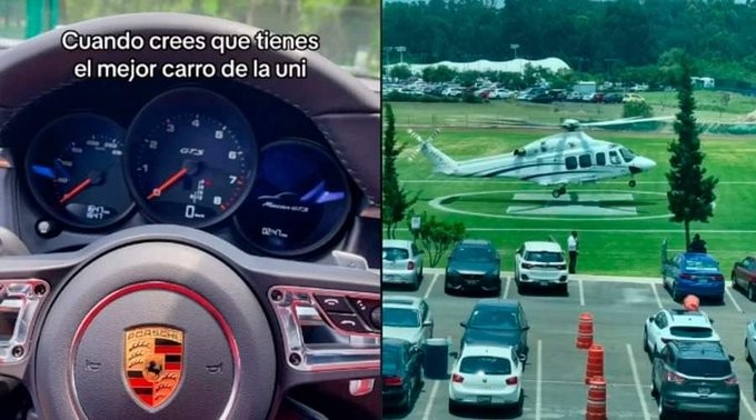 Llega estudiante del Tec de Monterrey en helicóptero a la escuela