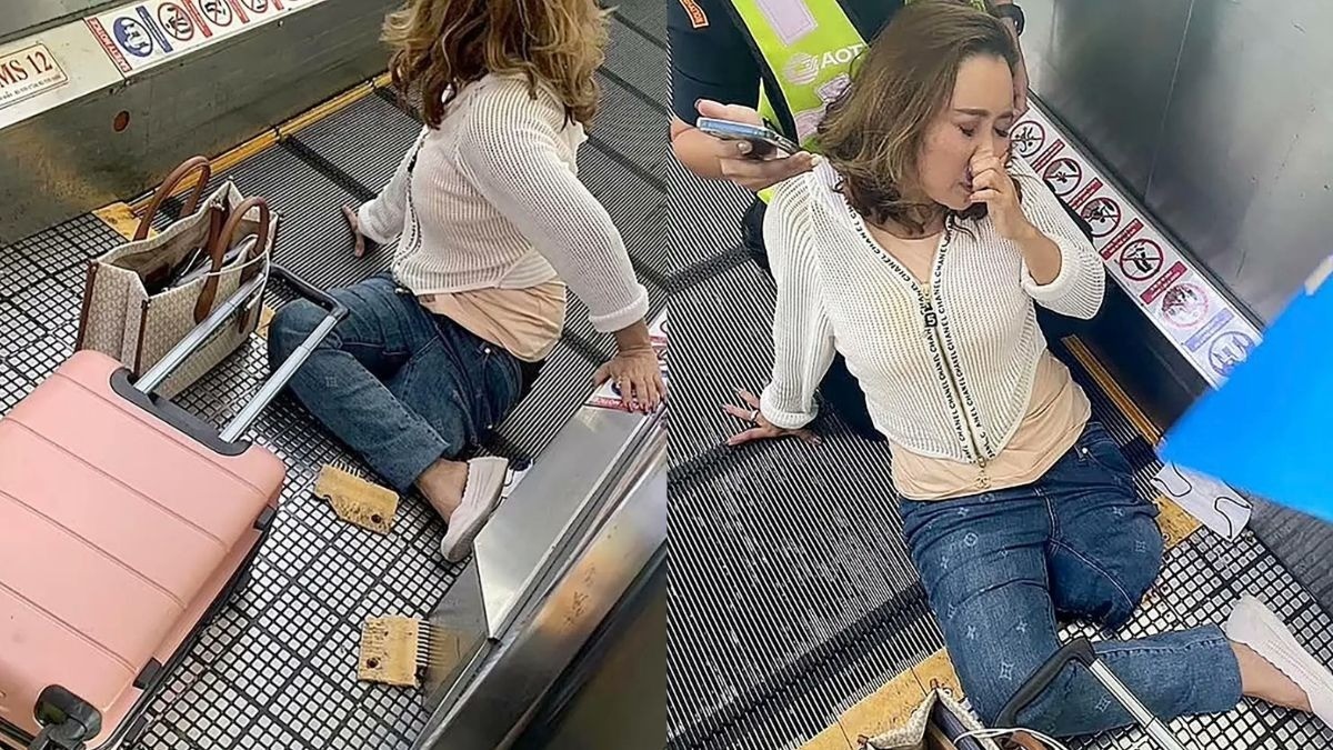 ¡Mujer pierde la pierna en banda eléctrica del aeropuerto!