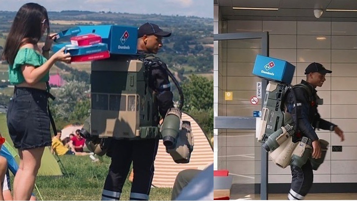 Pizzería sorprende con repartidores “voladores”