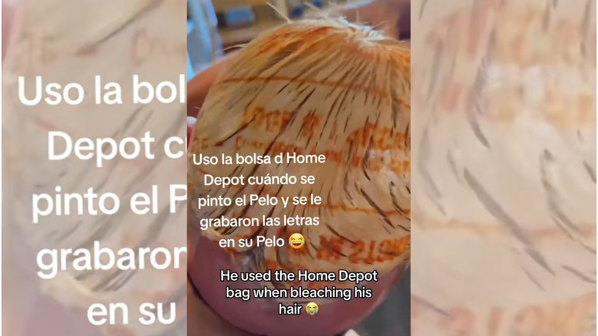 Joven utiliza bolsa de Home Depot para pintarse el cabello; ¡se le marcan las letras!