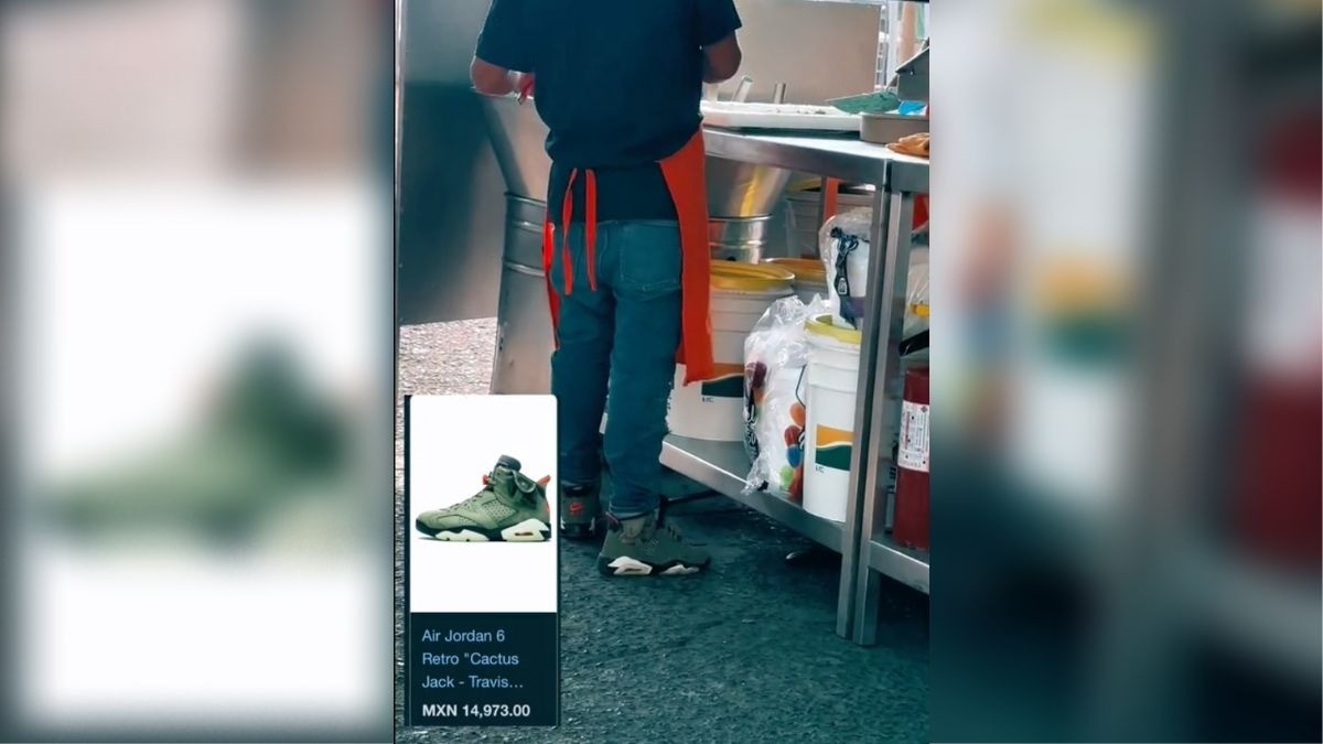 Taquero con tenis Air Jordan 6 Retro Cactus causa revuelo en redes sociales