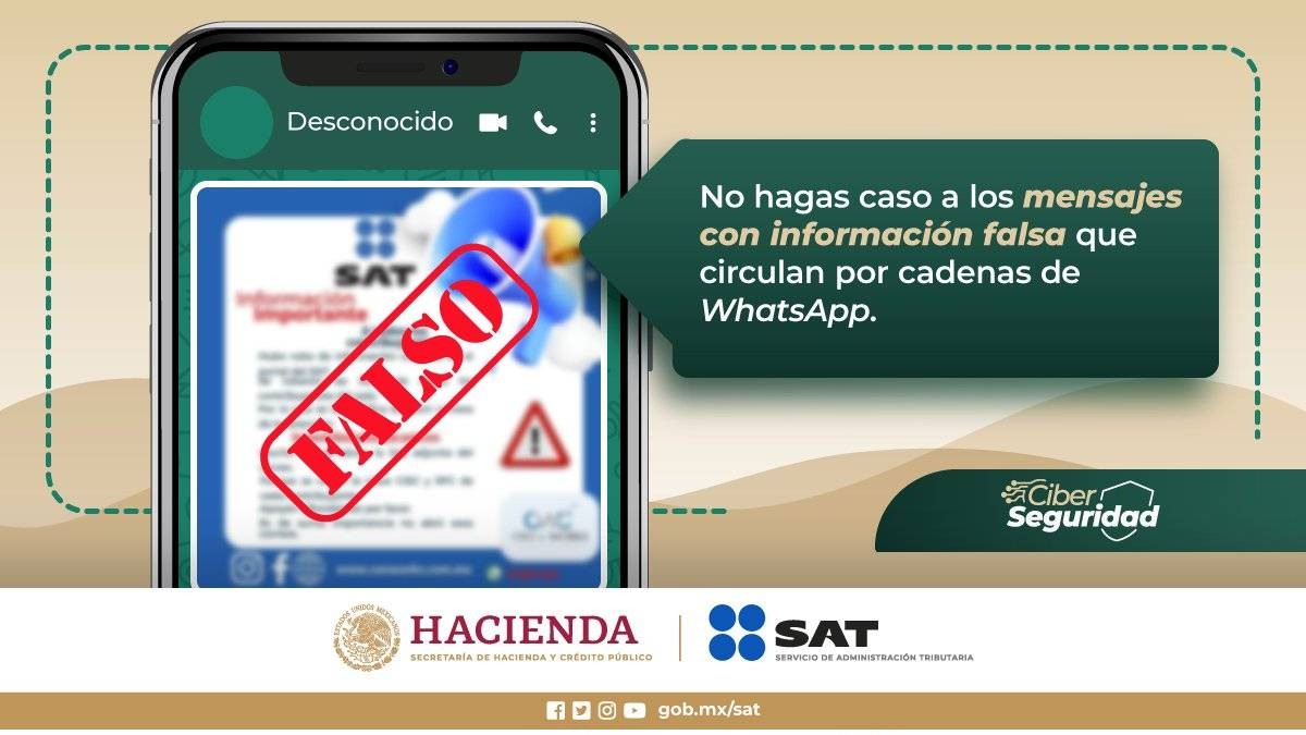 ¡Qué no te engañen! Advierte SAT sobre estafa por WhatsApp