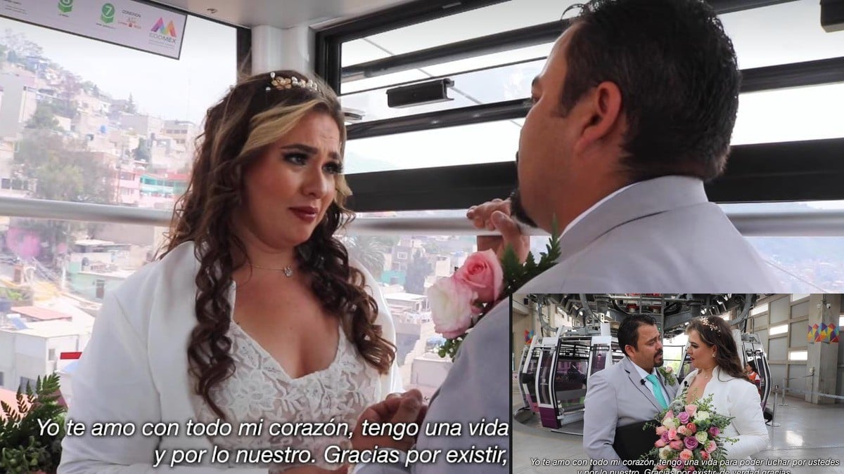 Hombre enfrenta su miedo a las alturas y le da el Sí a su pareja en el Mexicable