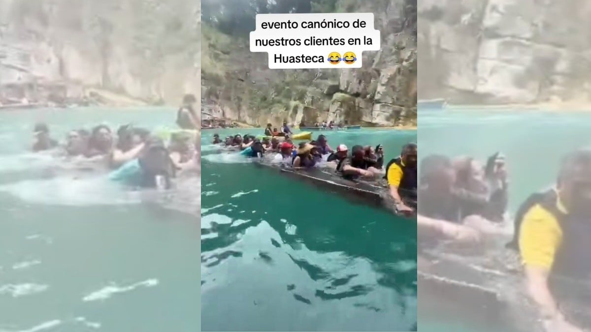 ¡Al estilo del Titanic! Se hunde canoa en la Huasteca Potosina con turistas a bordo
