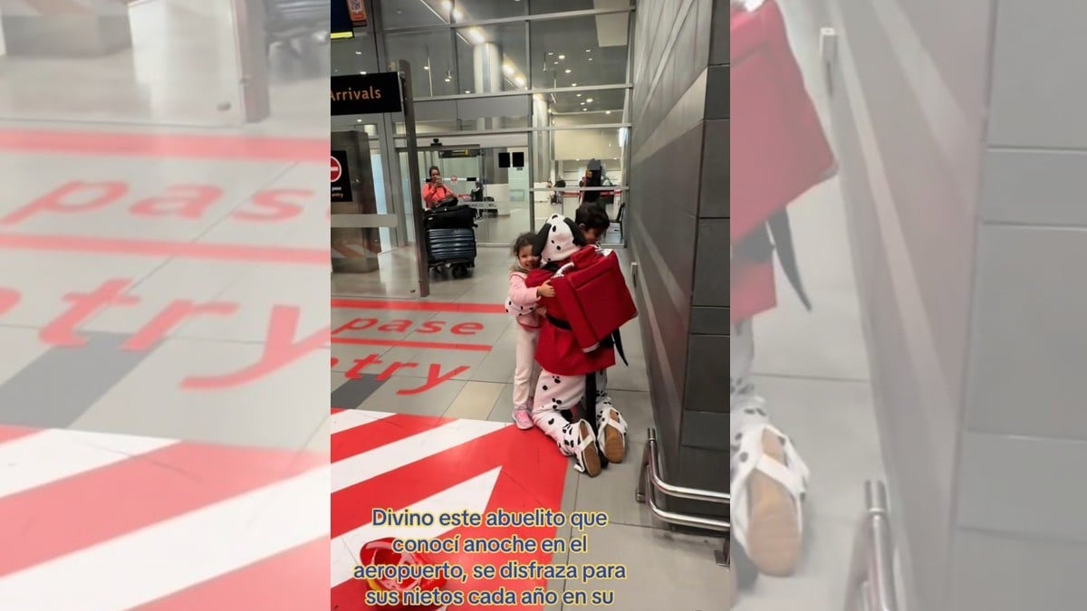 Abuelito utiliza disfraz de Paw Patrol para recibir a sus nietos en el aeropuerto