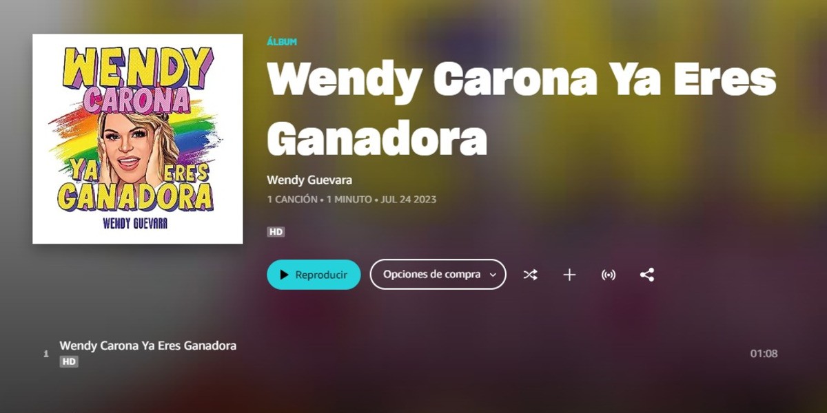 ‘Wendy carona, ya eres ganadora’, la canción que está a la venta en Amazon