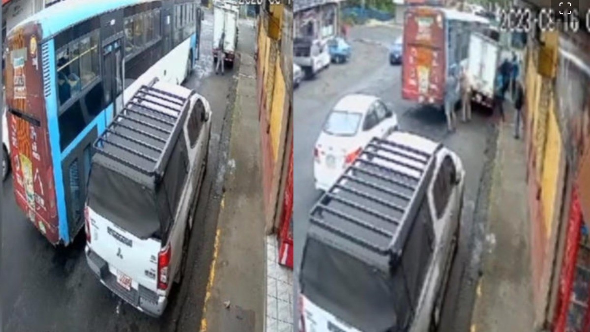 VIDEO Chofer se bajó a desayunar y lo prensa su propio camión