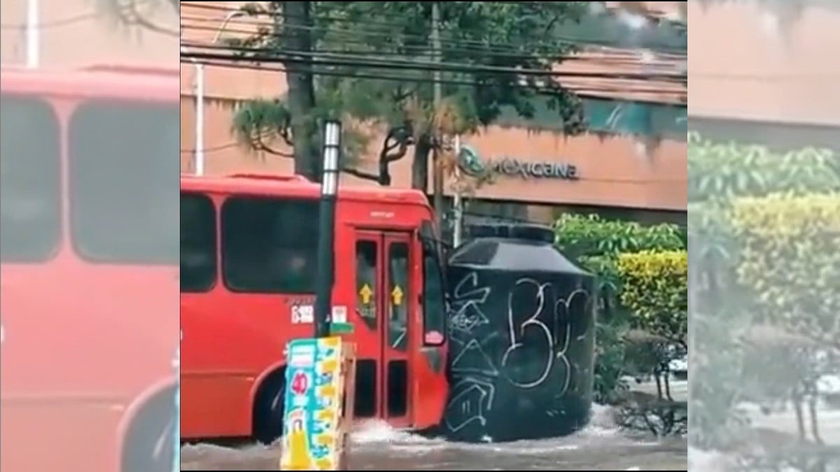 VIDEO Conoce la historia de cómo un camión de pasajeros chocó ¡con un tinaco!