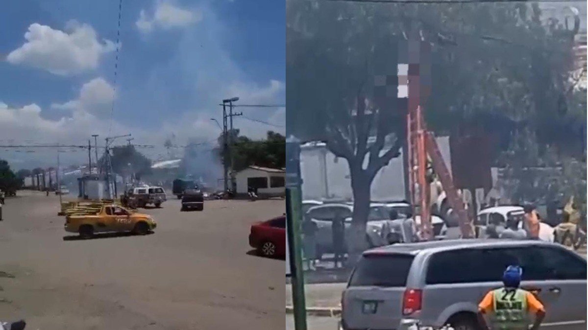 VIDEO ¡Quedó colgado y sacudiéndose a la vista de todos! Trabajador de Total Play recibe descarga en Central de Abastos