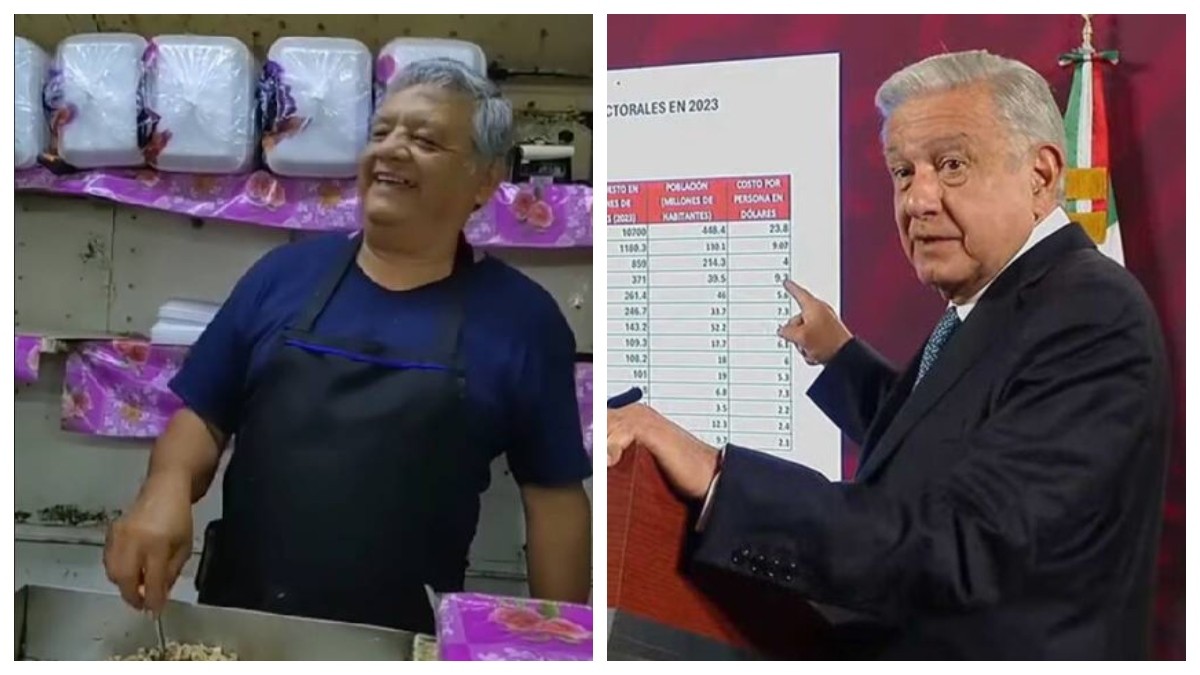 “Aquí tenemos a nuestro presidente vendiendo tacos”: taquero es el doble de AMLO