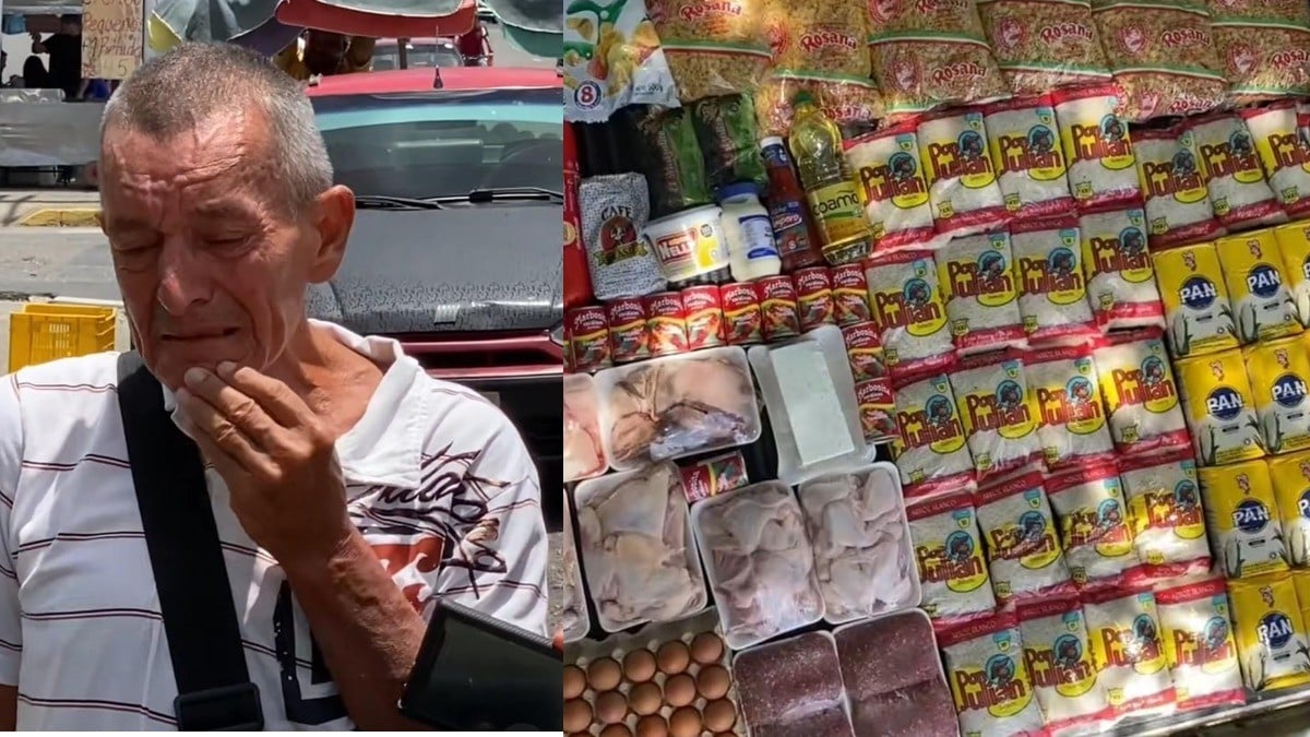 VIDEO Así fue la reacción de un abuelito al recibir una enorme despensa