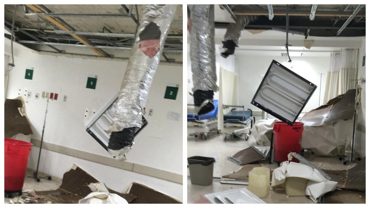 Se desploma parte del techo en hospital IMSS - Bienestar por intensas lluvias