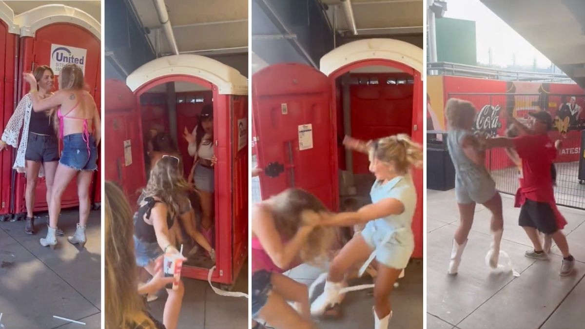 VIDEO Mujeres discuten en fila de baños y se arma enfrentamiento a golpes