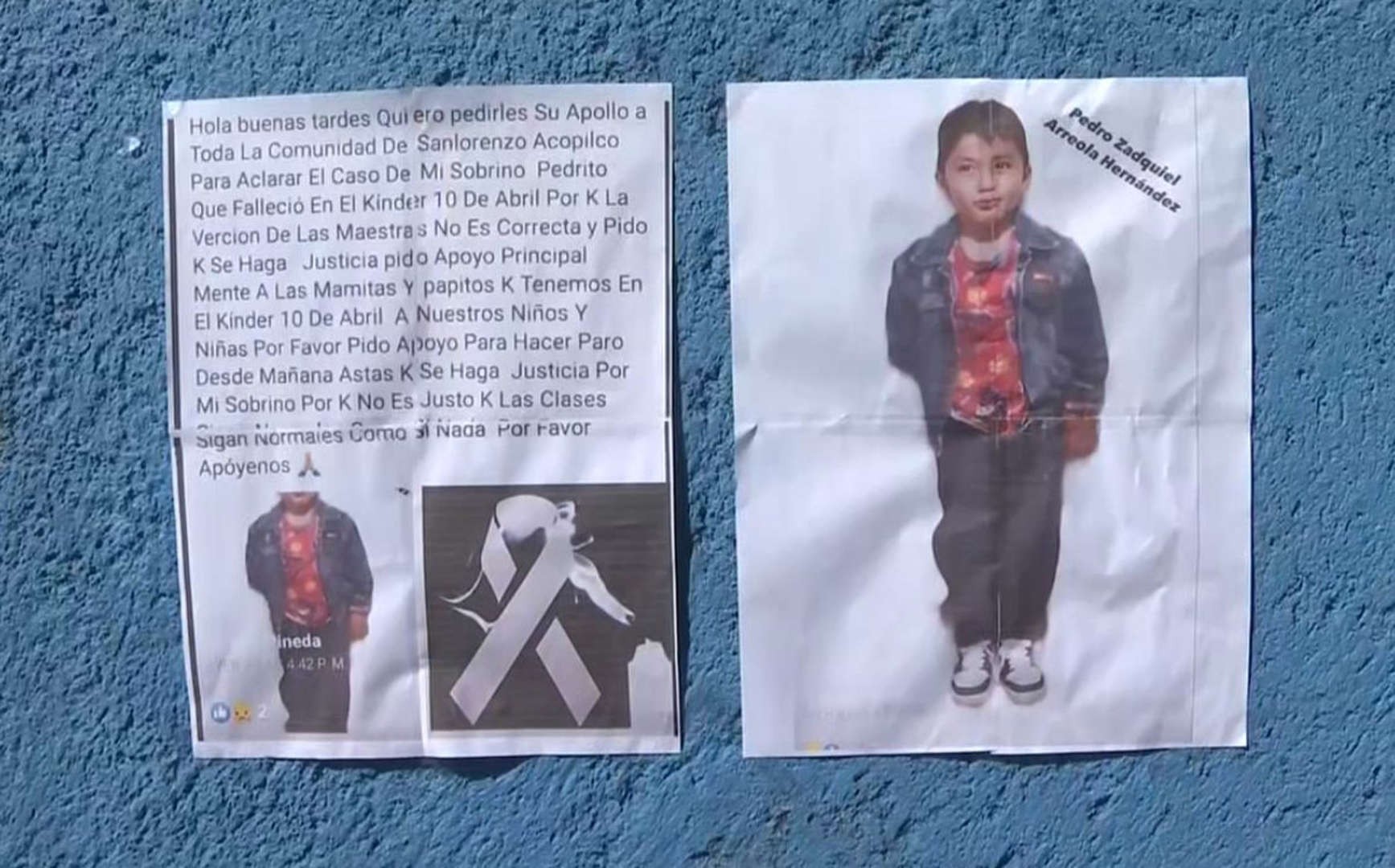 Pedrito fue a clases y murió, nadie sabe lo que pasó pero la familia exige justicia