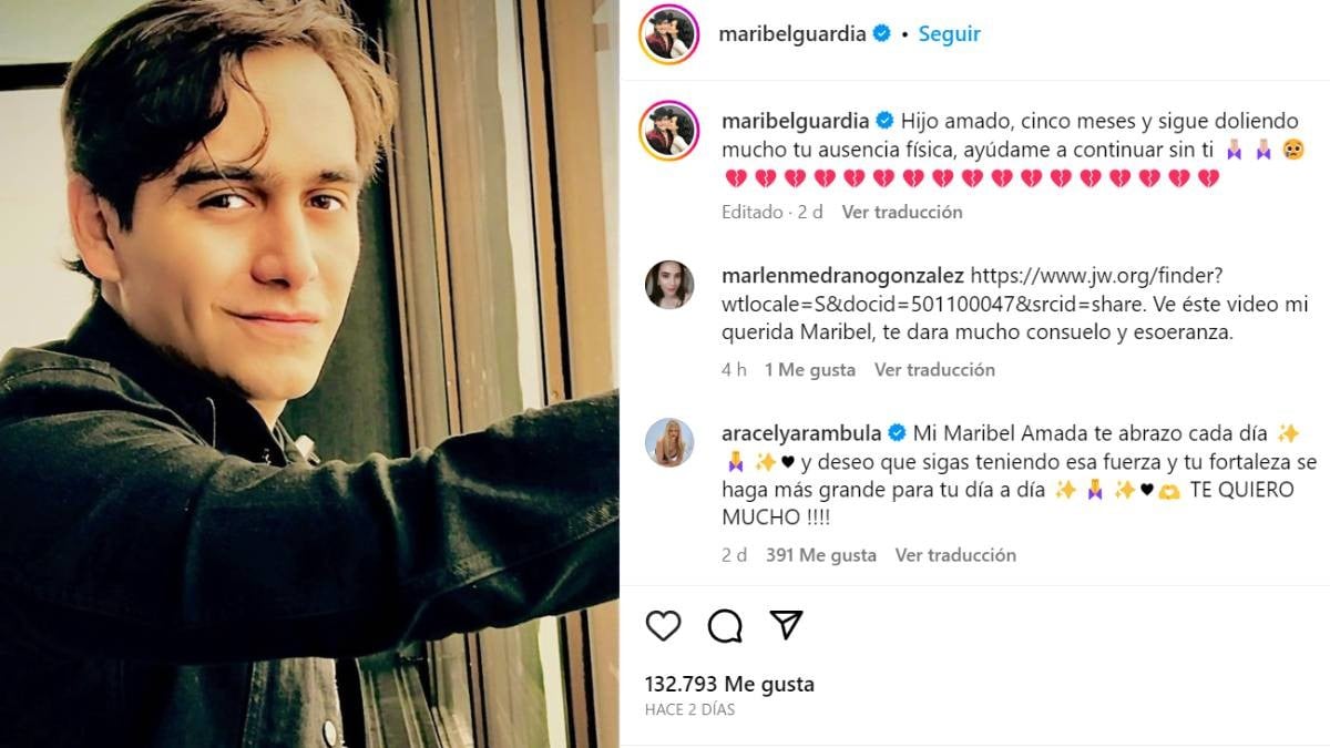“Ayúdame a seguir sin ti”, le escribe Maribel Guardia a su hijo fallecido
