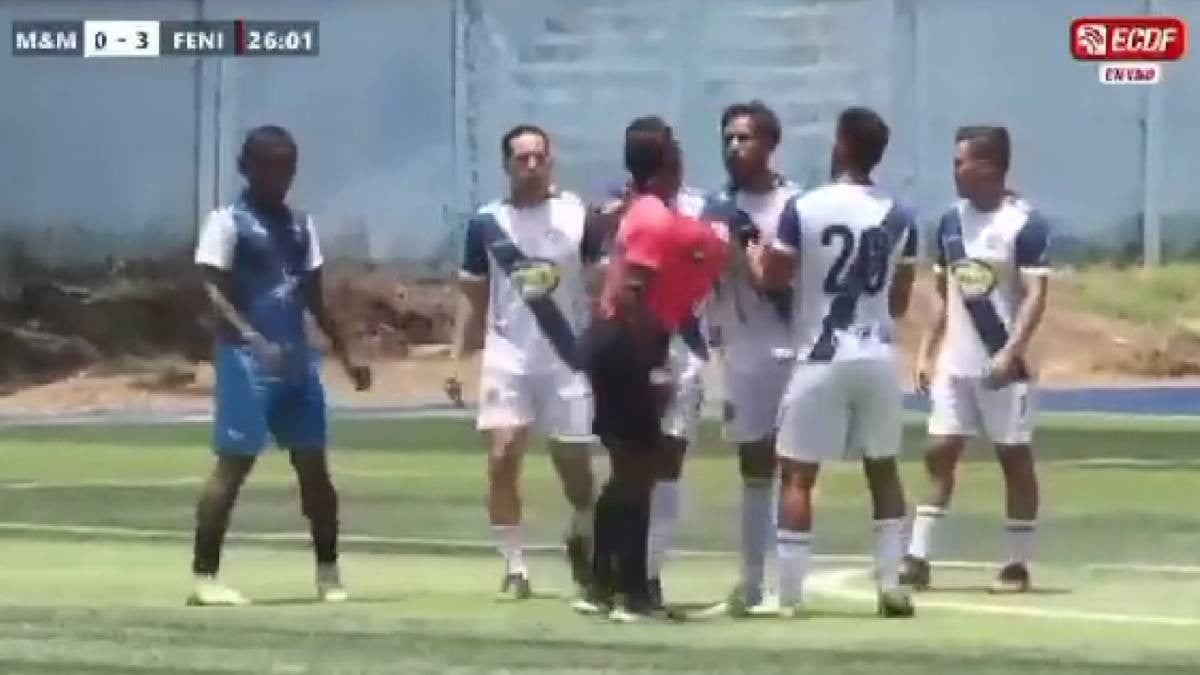 VIDEO Captan momento en que jugador agrede al árbitro y se arma pelea en pleno partido