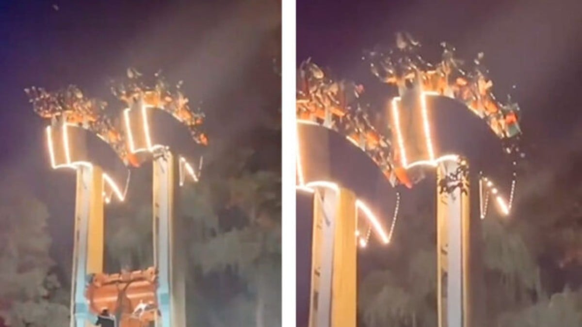 VIDEO: Juego mecánico falla y deja volteados de cabeza a pasajeros