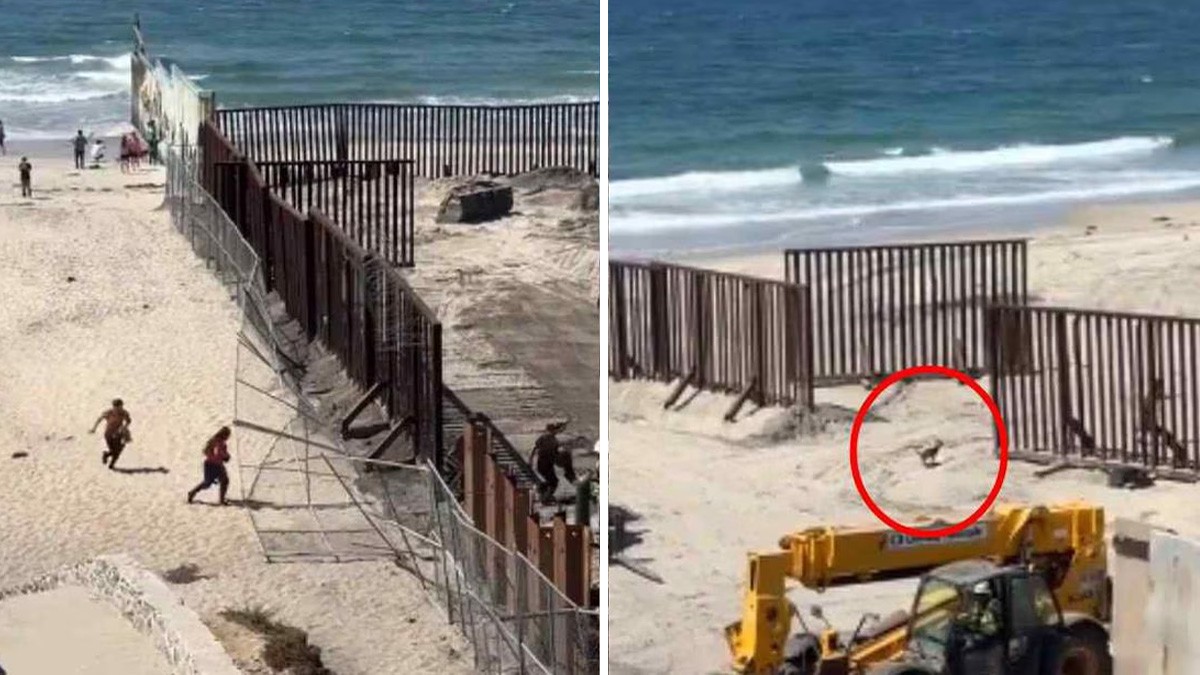 Migrantes aprovechan reparaciones al muro y cruzan a EU... ¡con todo y perrito!