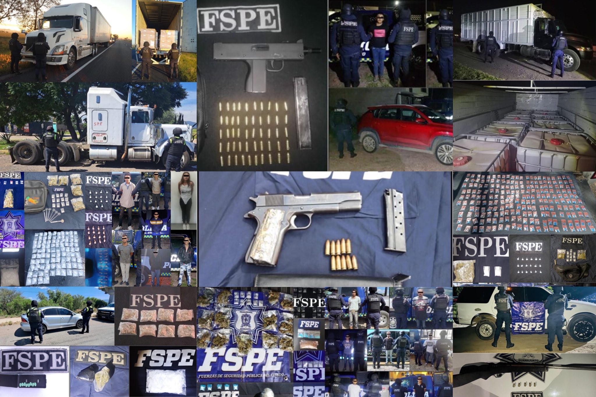 Aseguran 31 armas cortas y largas, así como 11 mil 460 dosis de droga