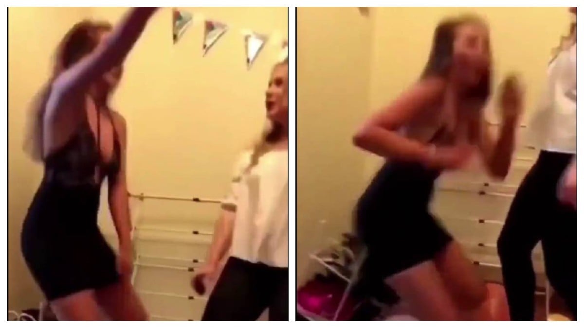 VIDEO Captan momento en que chica se clava un fierro en el trasero al intentar perrear