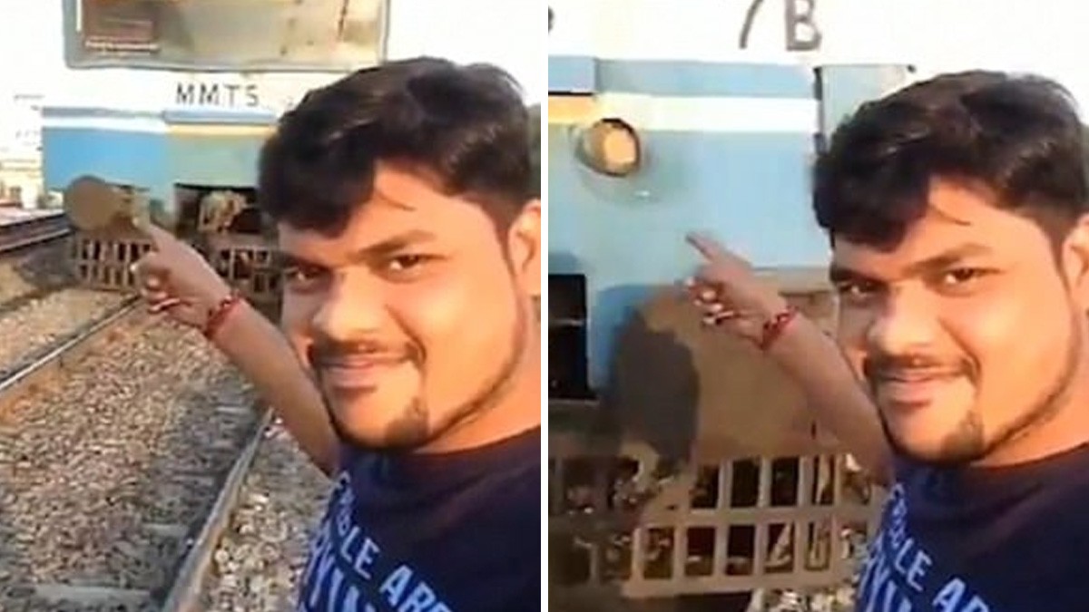 VIDEO: Joven se graba desafiando al tren y la potente máquina lo arrolla