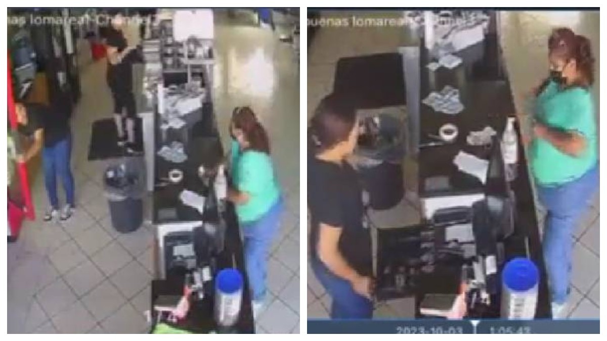 VIDEO Mujer intenta engañar a una cajera para robarle