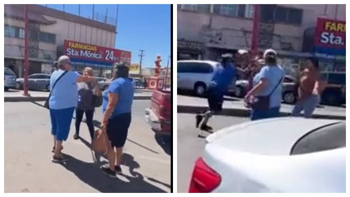 VIDEO “Ándele pende…” Abuelitas pelean a golpes por estacionamiento y se dan con todo
