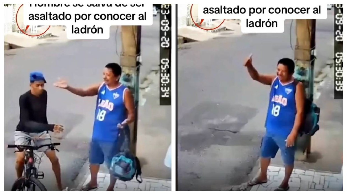 VIDEO Hombre se salva de asalto; era su amigo uno de los ladrones y se despiden amistoso