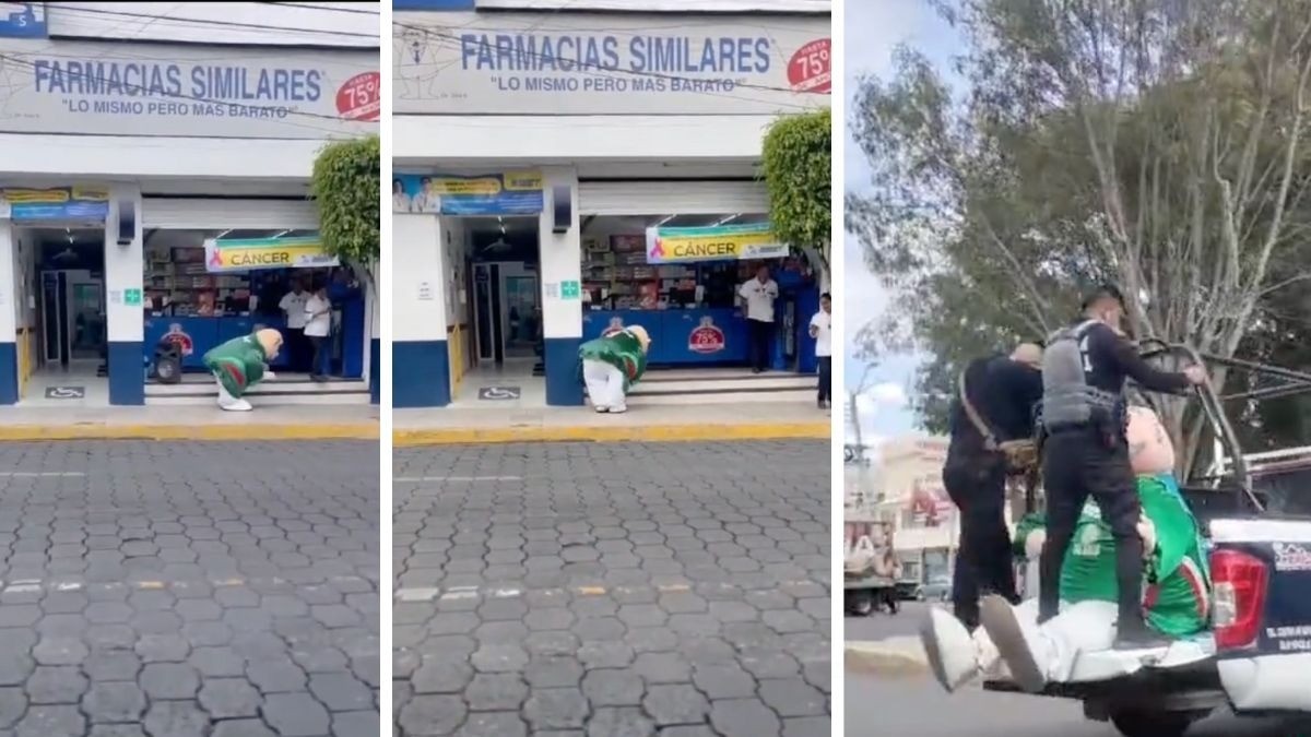 VIDEO Le sale lo sensual al Dr. Simi afuera de farmacia y policías se lo llevan ‘al bote’
