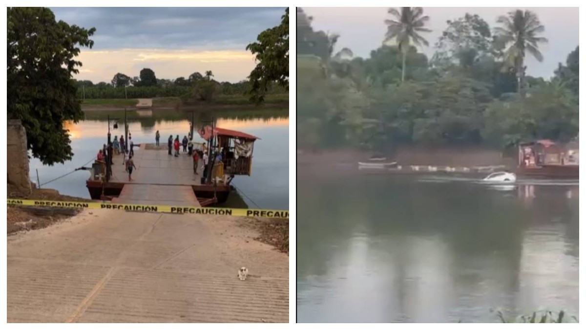 VIDEO Auto sería transbordado, pero cae al río y mueren 2 personas arrastradas por la corriente