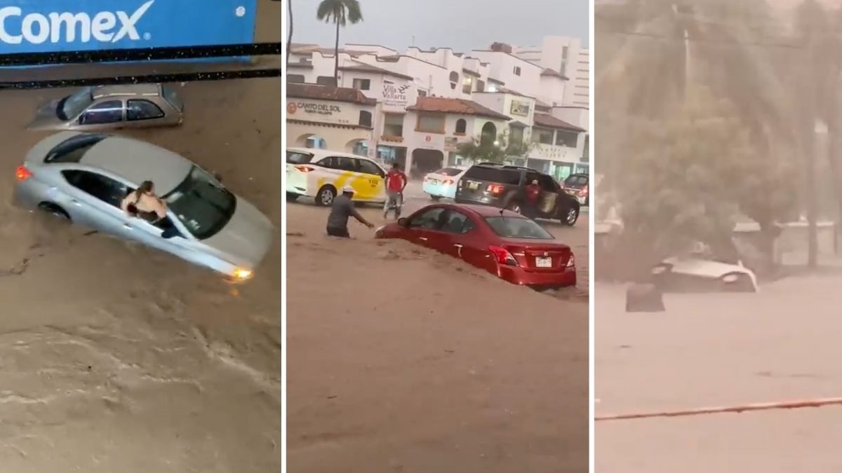 VIDEOS Así fue como el agua arrastró a muchos vehículos con familias dentro en Vallarta