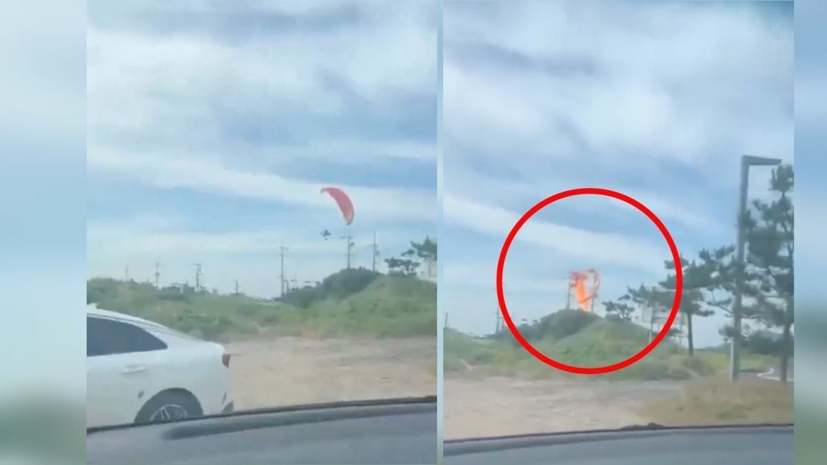 VIDEO Captan muerte de paracaidista al enredarse en cables de alta tensión