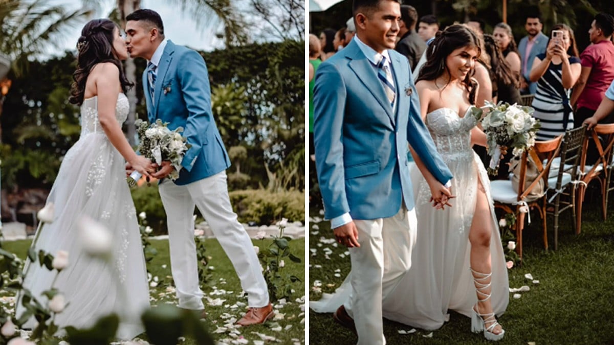 VIDEO: Novia muestra su ropa interior por accidente justo cuando los invitados la grababan