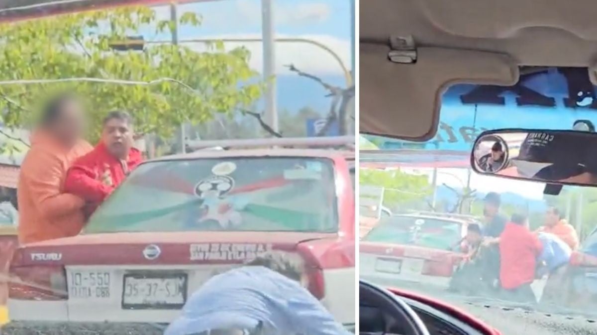 VIDEO Captan a taxista al dar brutal golpiza a abuelito frente a transeúntes en pleno bulevar