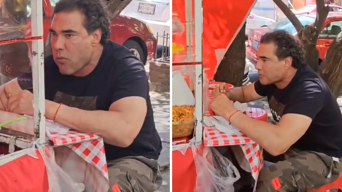 Graban a Eduardo Yáñez comiendo en puesto callejero y esta vez no golpeó a nadie