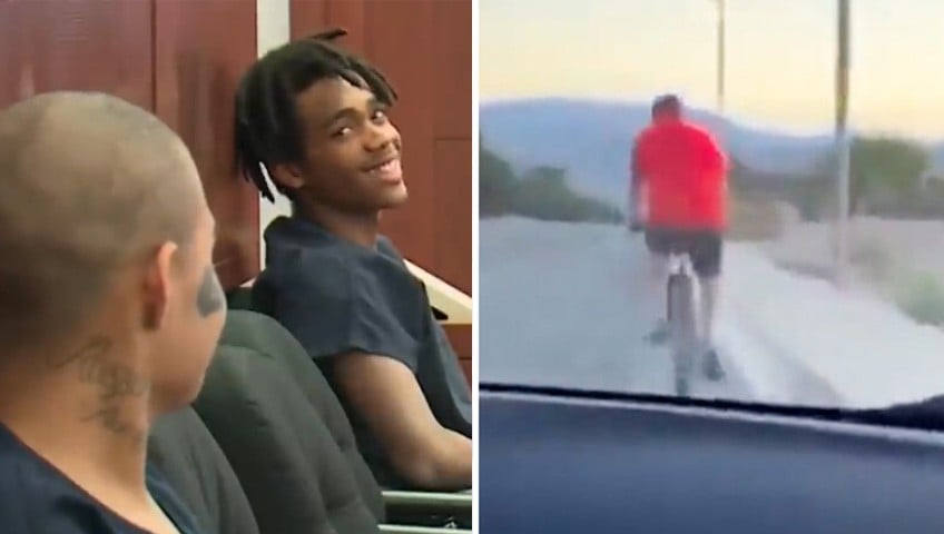 VIDEO: Jóvenes que mataron a ciclista son captados riéndose y bromeando en pleno juicio