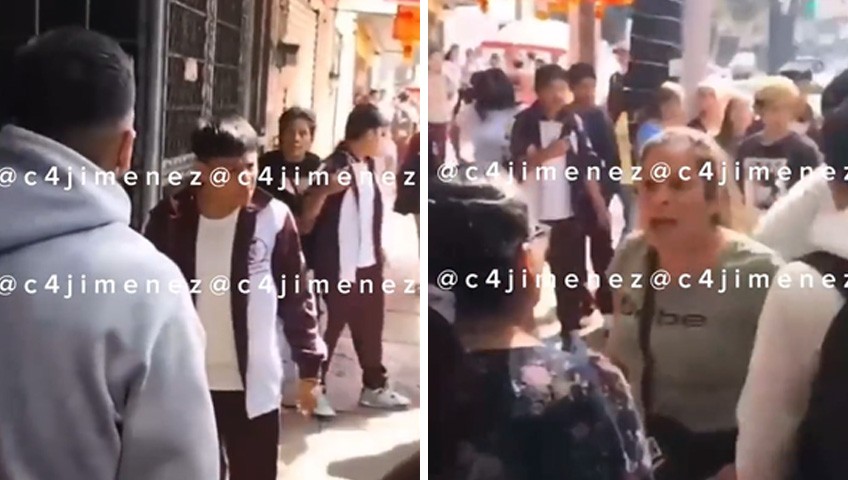 VIDEO: Mujer patea a estudiante y golpea madre de familia durante riña en un CETIS