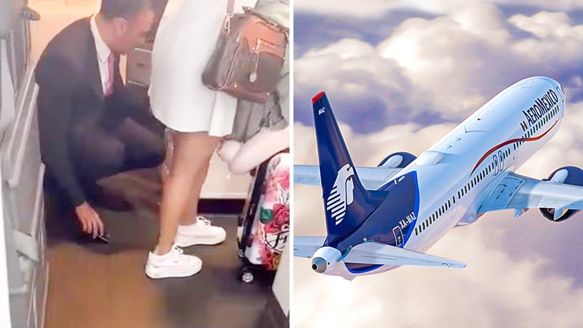 VIDEO: Captan a empleado de Aeroméxico grabando por debajo de la falda a pasajera