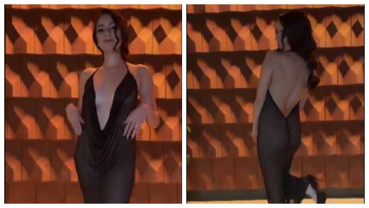 VIDEO Mujer deslumbra con vestido transparente y no la dejan entrar a restaurante