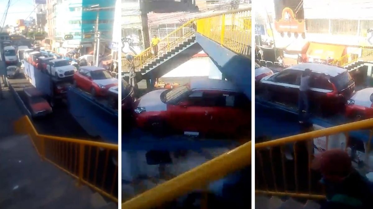 VIDEO ¡Atorón en la Miguel Alemán! Se atora camión nodriza en puente frente al mercado
