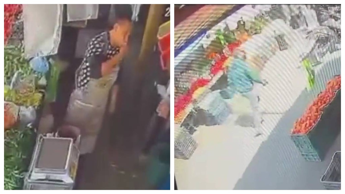 VIDEO Comerciante se comía su taco y hombres lo atacan a balazos y todos corren a esconderse