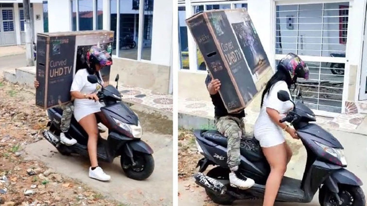 VIDEO: Pareja trasladaba su pantalla nueva a casa y al llegar se les cayó y destrozó