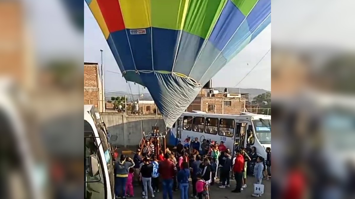 Globo se desploma sobre estación de camiones de Echeveste