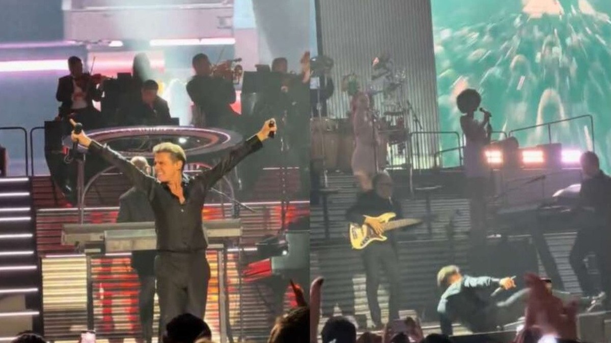 VIDEO Luis Miguel cae en pleno concierto, pero lo hace con estilo