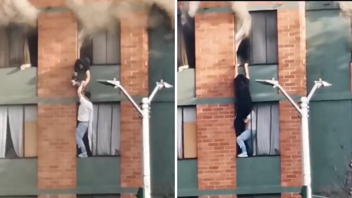 VIDEO Así este héroe rescató a una niña y su mascota cuando se incendió el departamento
