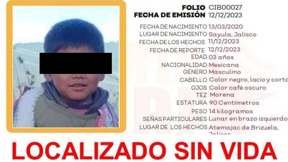 Pequeño de 3 años desapareció el Día de la Virgen y lo encuentran muerto dos días después