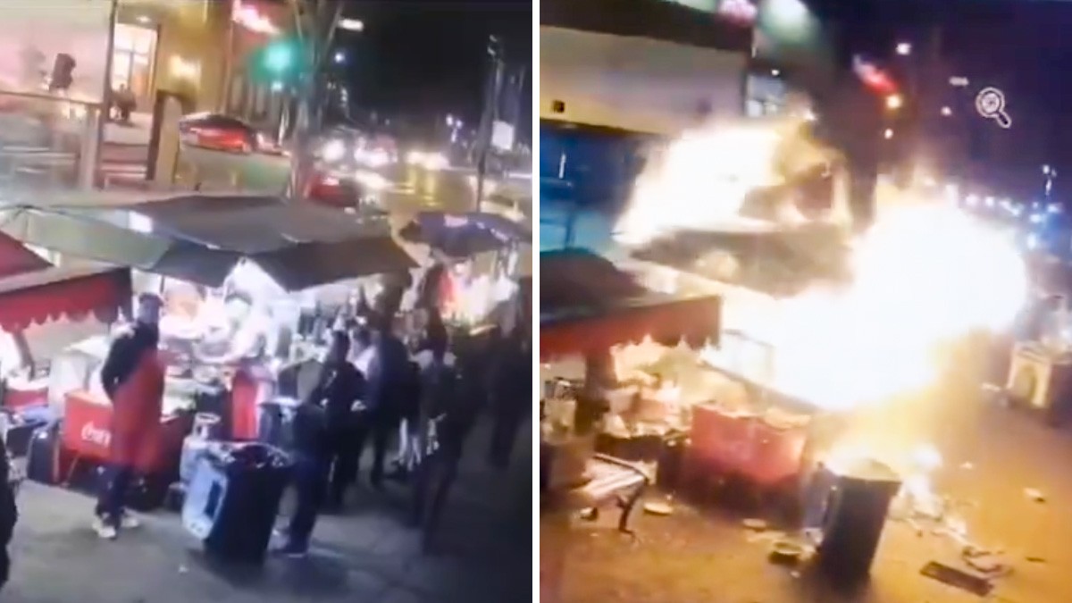 VIDEO: Captan momento en el que explota taquería con varios clientes